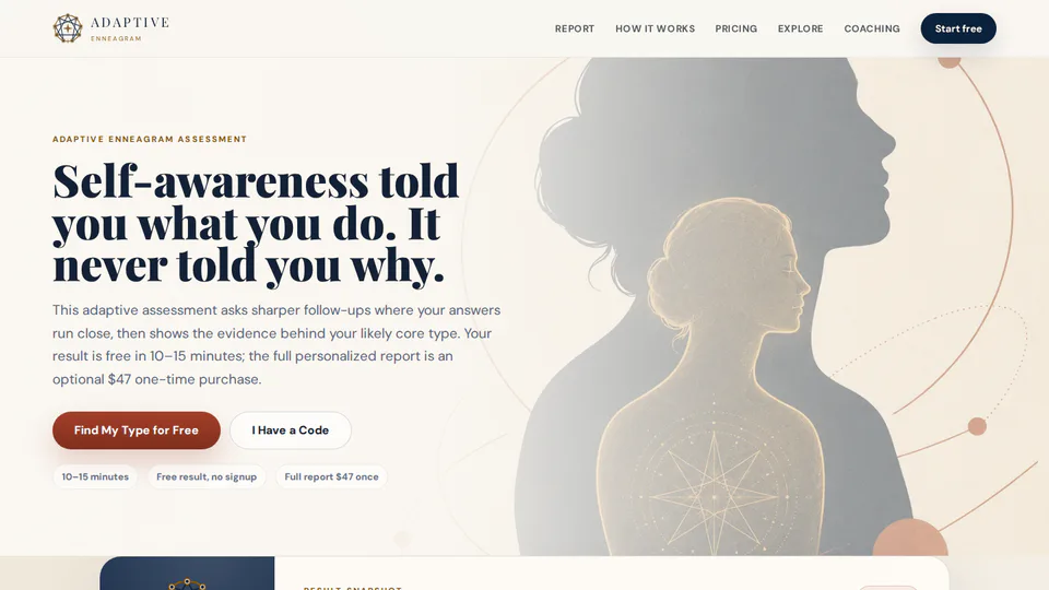 Adaptive Enneagram homepage and free assessment entry